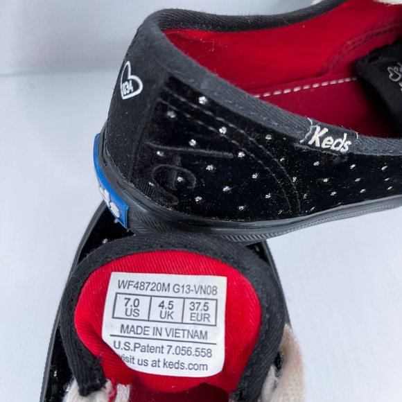 Keds x Taylor Swift ♥ 034 Black Velvet Silver Polka Dot Lace Sneakers Women Sz 7 - Picture 10 of 12